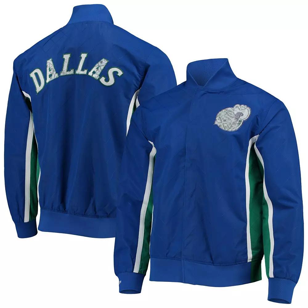 Men's Dallas Mavericks Blue Mitchell & Ness Hardwood Classics 75th Anniversary Authentic Warmup Full-Snap Jacket,  Product Image