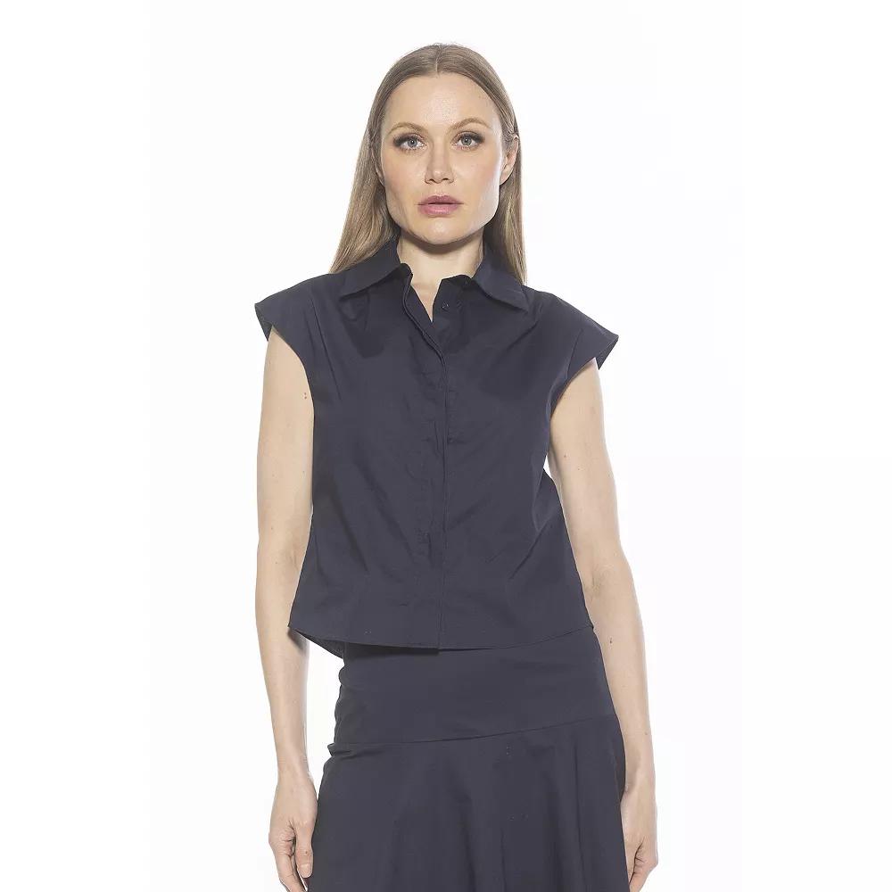 Women's ALEXIA ADMOR Juniper Sleeveless Button Down Cotton Shirt,  Product Image