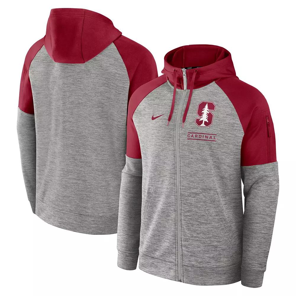 Men's Nike Heather Gray USC Trojans Fitness Raglan��Performance Full-Zip Hoodie, Size: XL, Grey Product Image