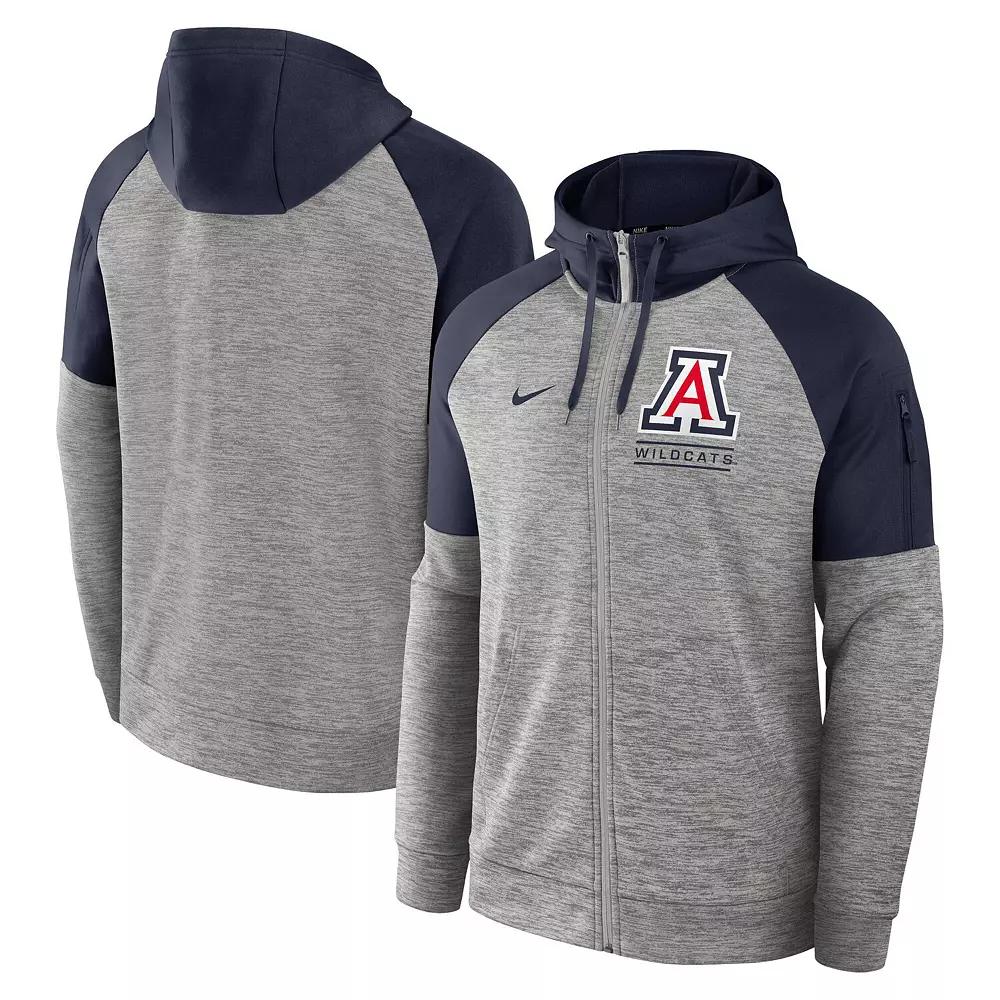 Men's Nike Heather Gray Arizona Wildcats Fitness Raglan��Performance Full-Zip Hoodie, Size: Large, Grey Product Image