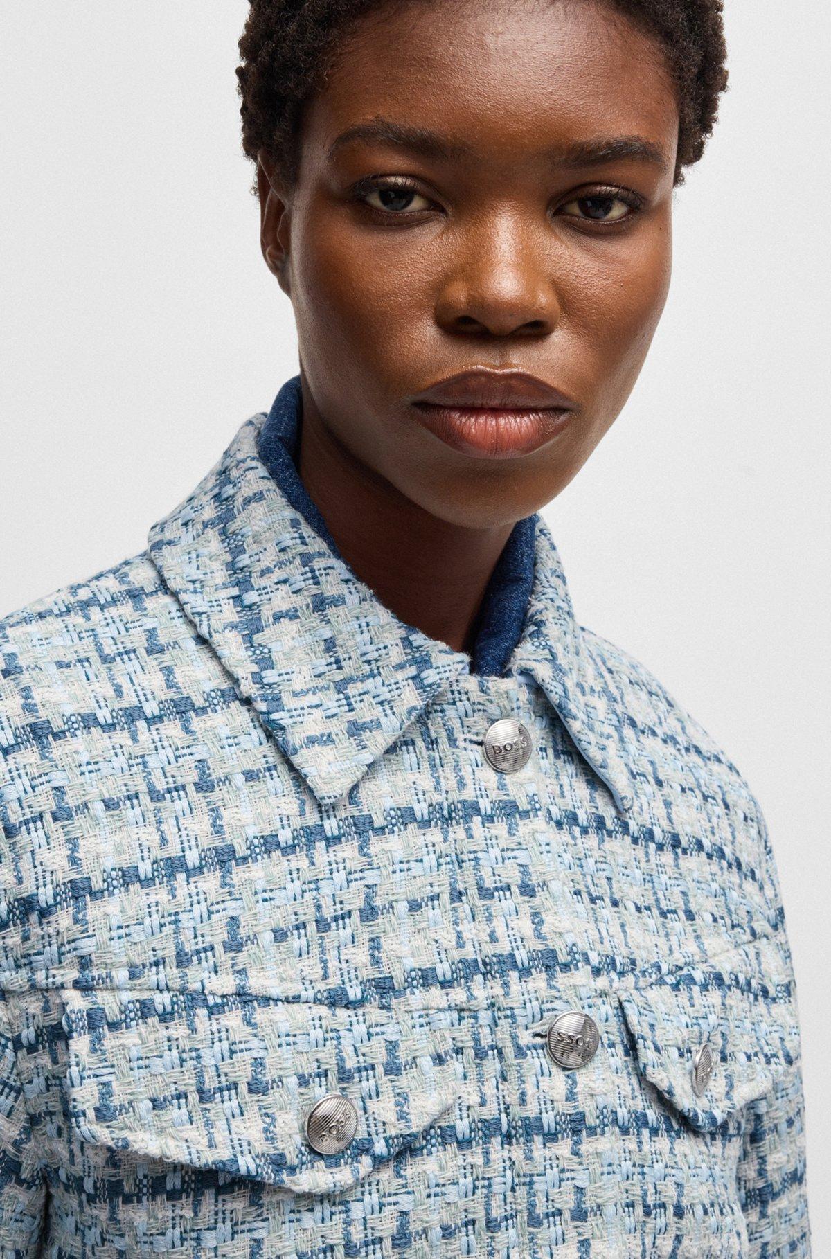 Cropped tweed jacket with metallic buttons Product Image