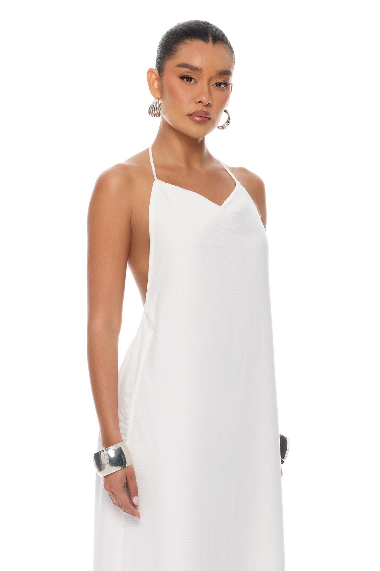Zelara Backless Maxi Dress - White Female Product Image