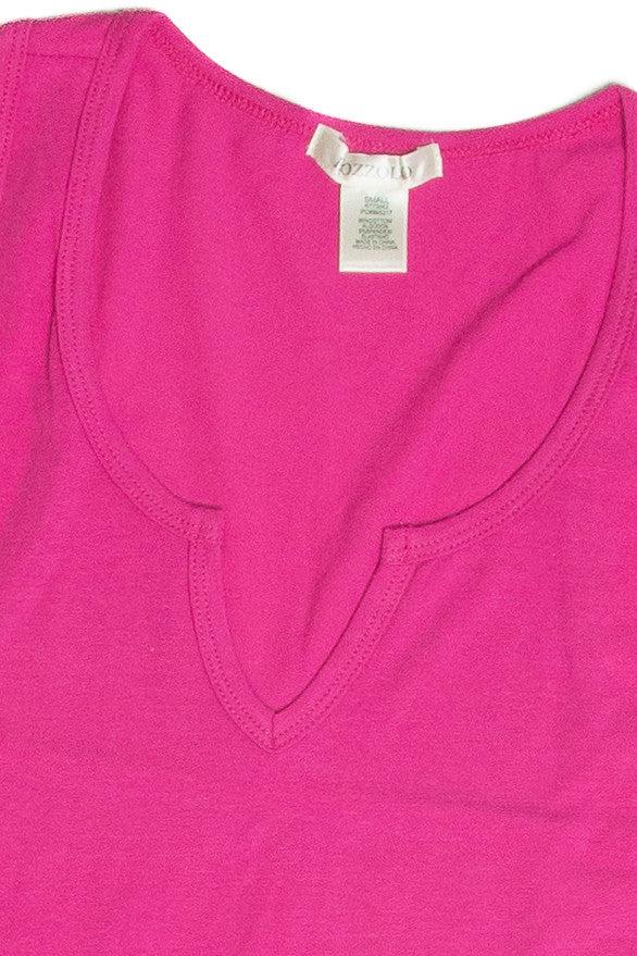 Fuchsia Sleeveless Notch Neck Shirt Product Image