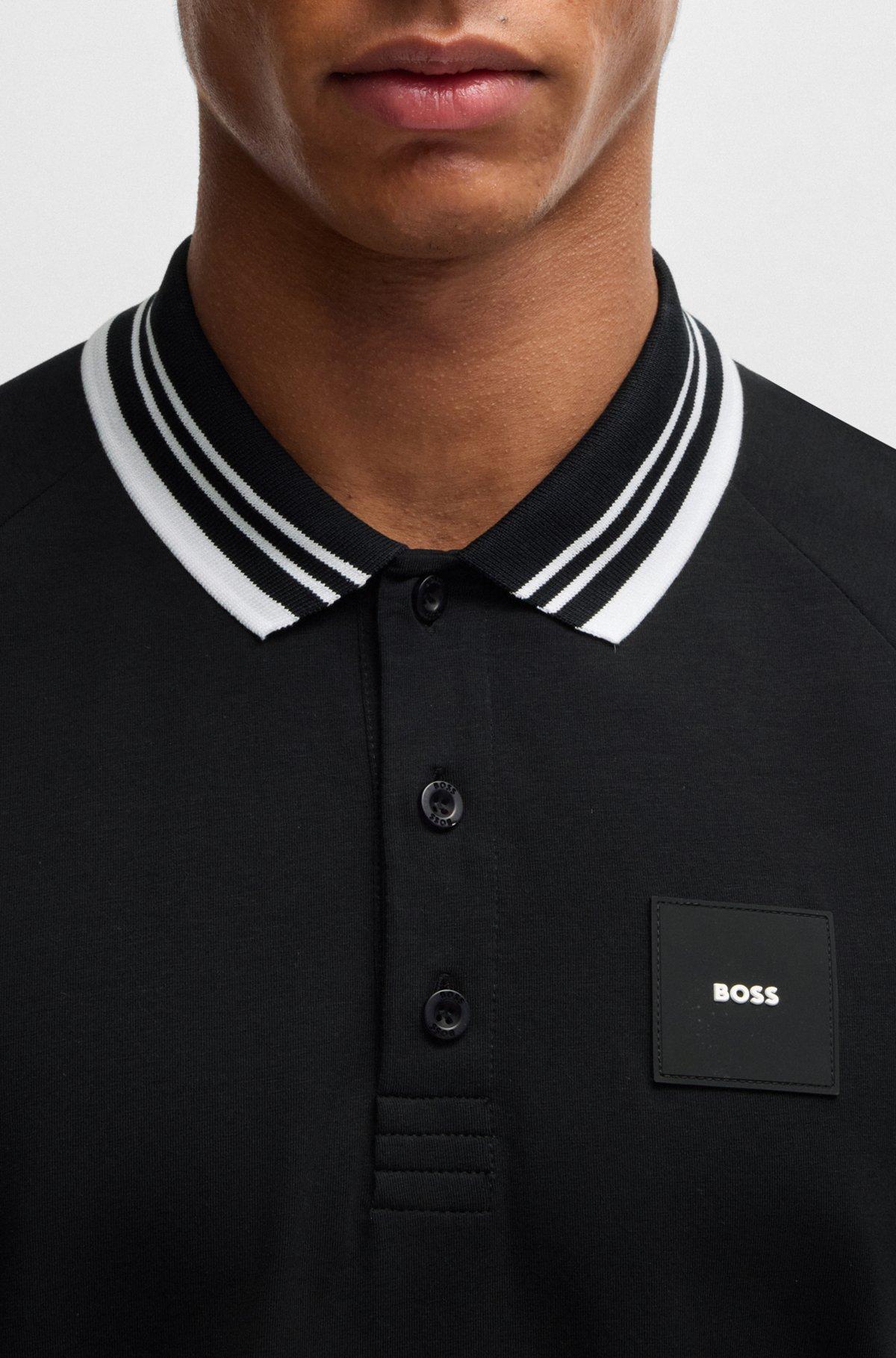 Paddy stretch-cotton polo shirt with striped collar Product Image