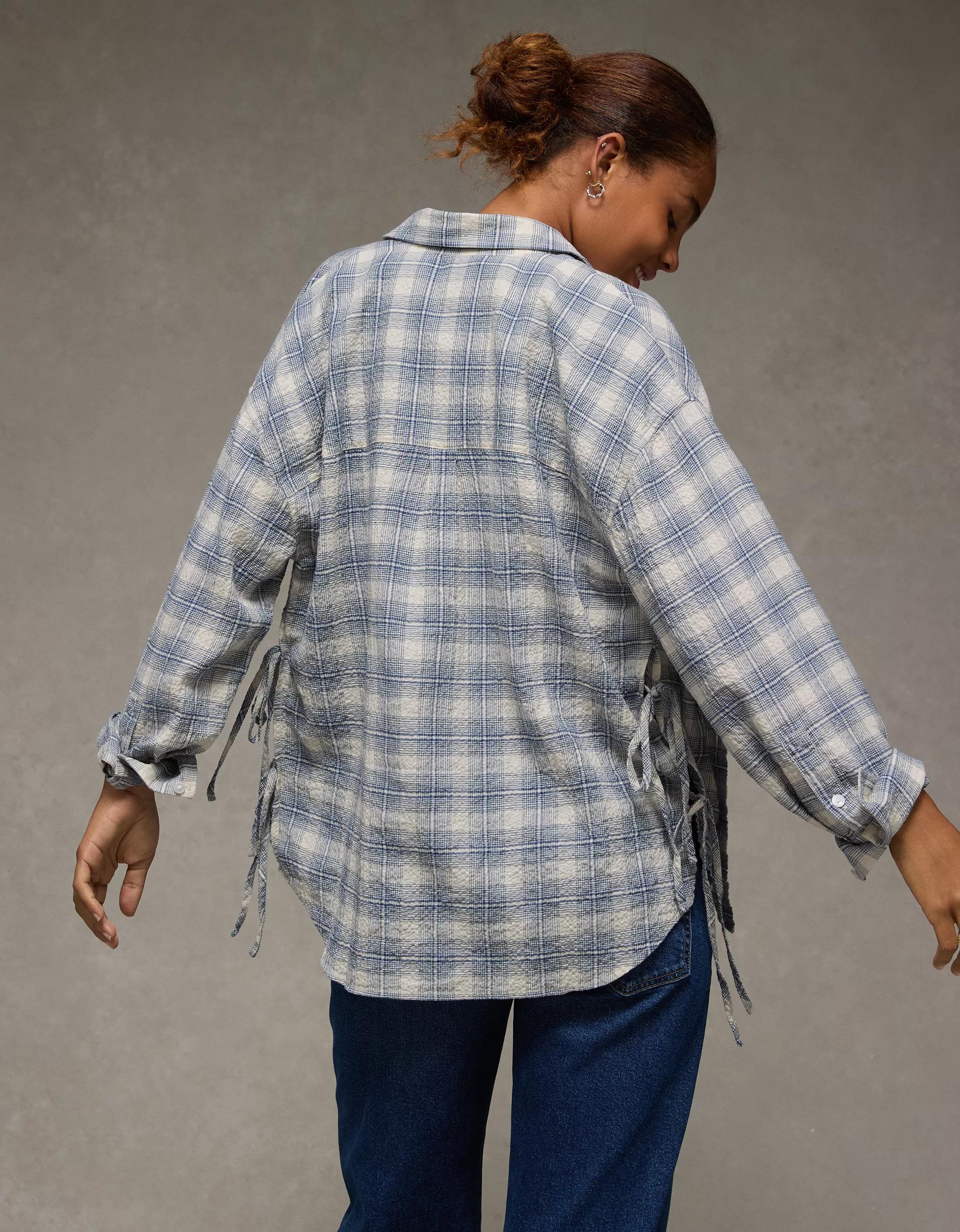 AE Side-Tie Button-Up Shirt Product Image