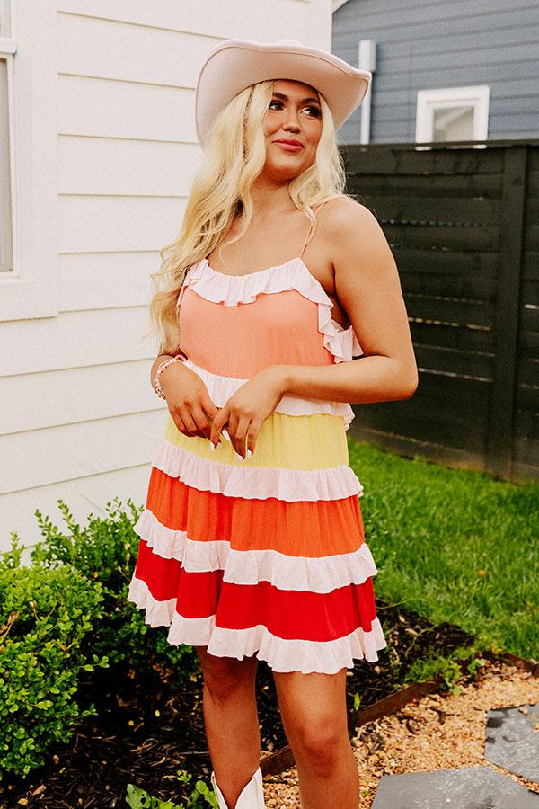 Smiling Ear To Ear Tiered Mini Dress In Peach Product Image
