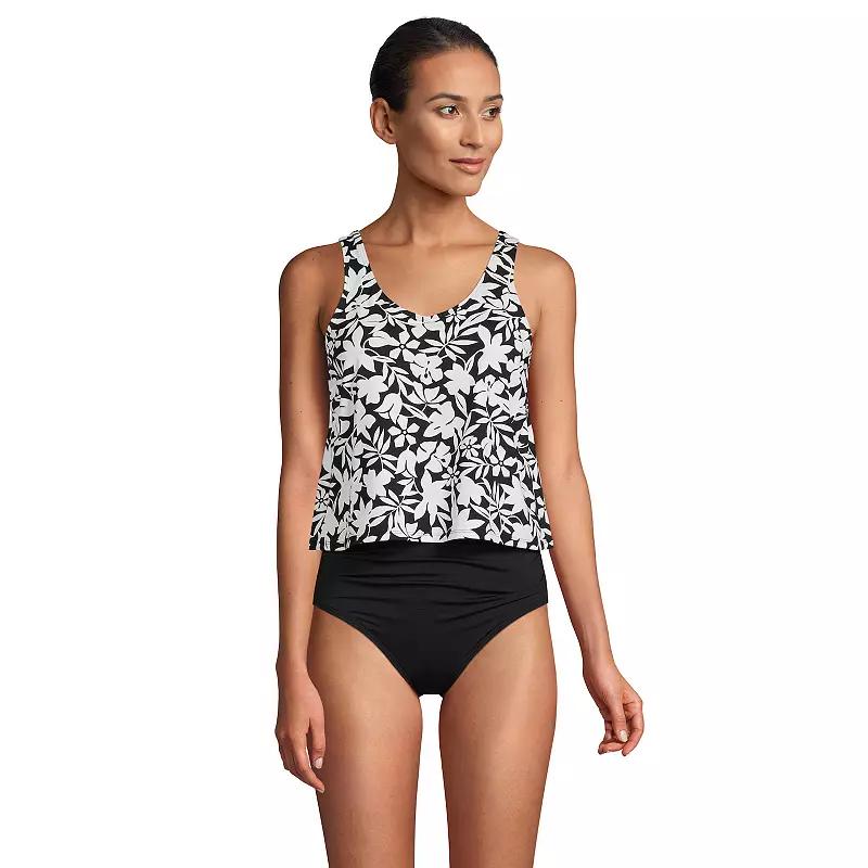 Women's Lands' End Chlorine Resistant V-neck One-Piece Fauxkini Swimsuit, Size: XS, Black Havana Floral Product Image
