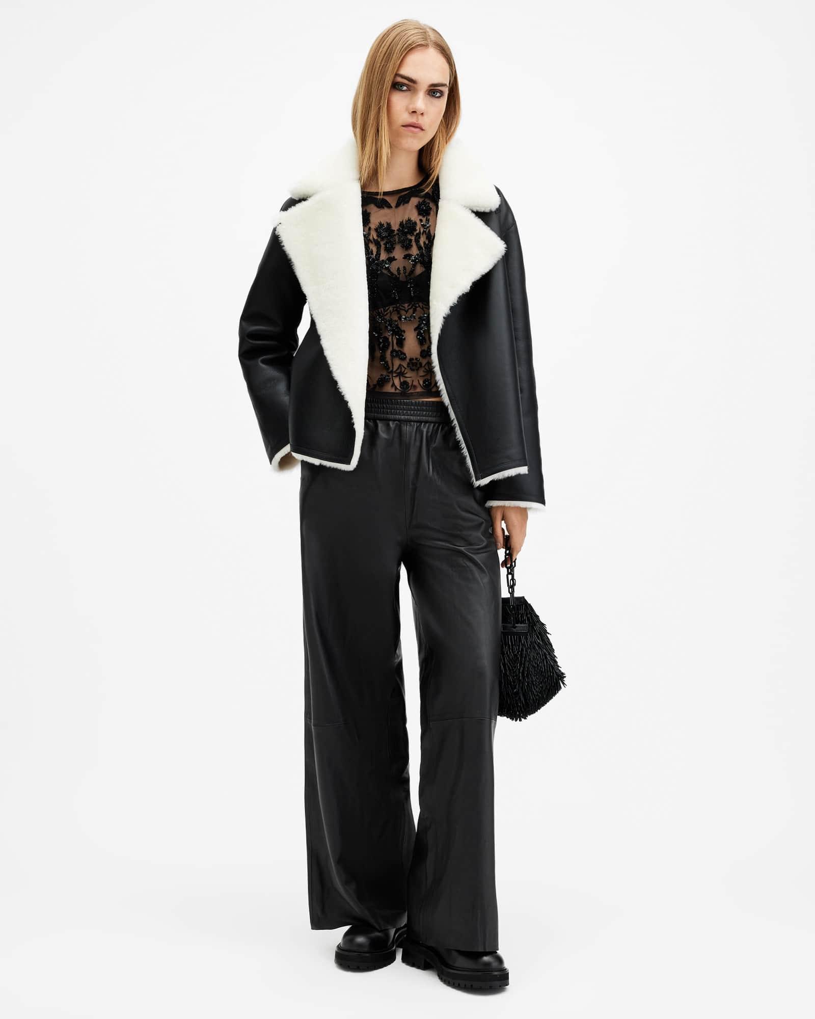 Aspen Wide Leg Leather Pants Product Image