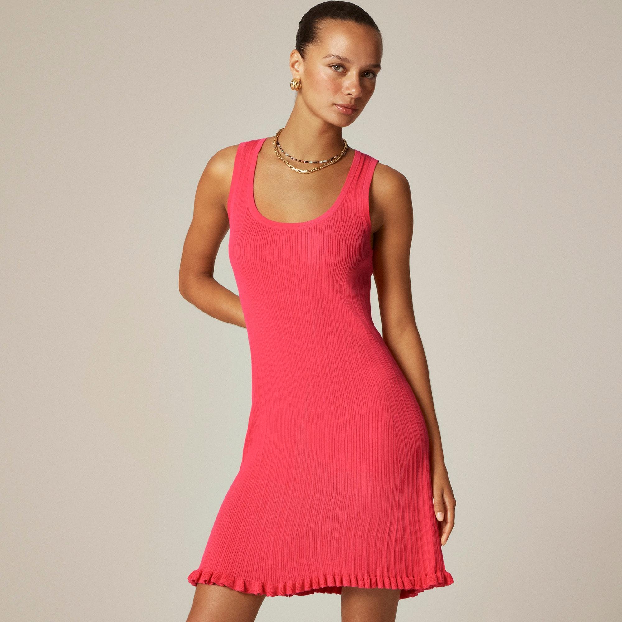 Ruffle-trim sweater-dress in premium ultra-fine cotton Product Image
