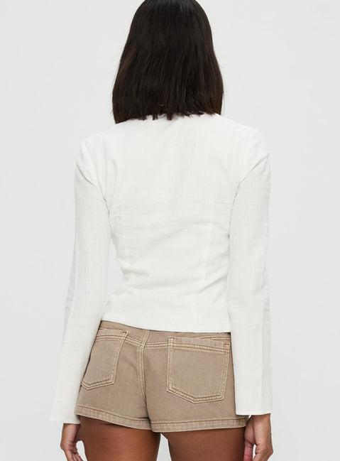 Clouded Linen Long Sleeve Top White Product Image