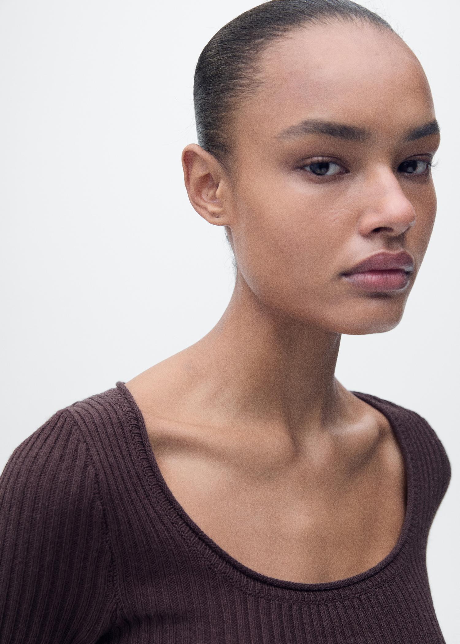 Linen-blend knitted sweater - Women | MANGO USA Product Image