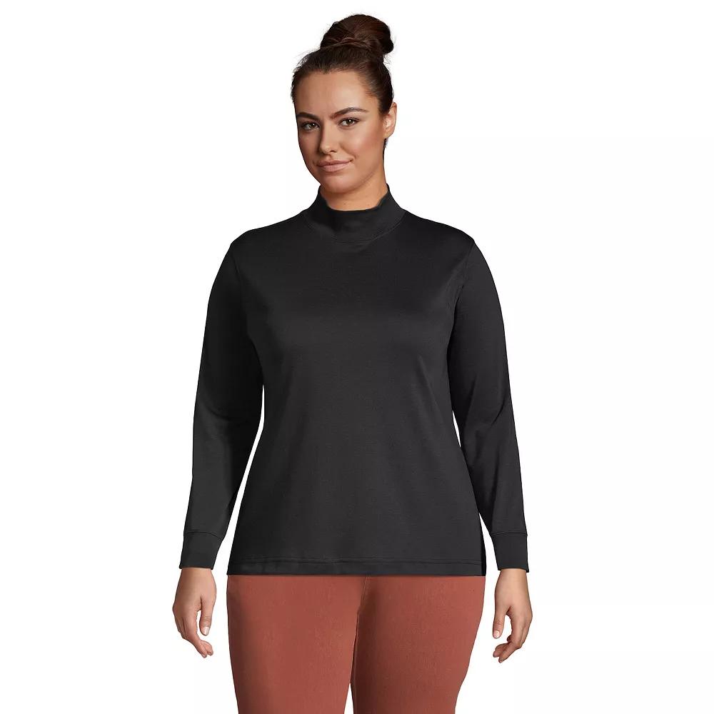 Plus Size Lands' End Supima Cotton Mockneck Top, Women's, Size: 2XL, Black Product Image