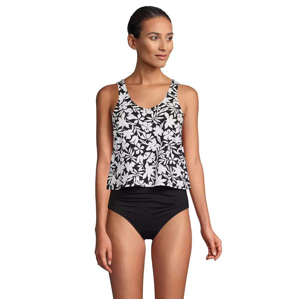 Women's Lands' End Chlorine Resistant V-neck One-Piece Fauxkini Swimsuit, Size: XS, Black Havana Floral Product Image