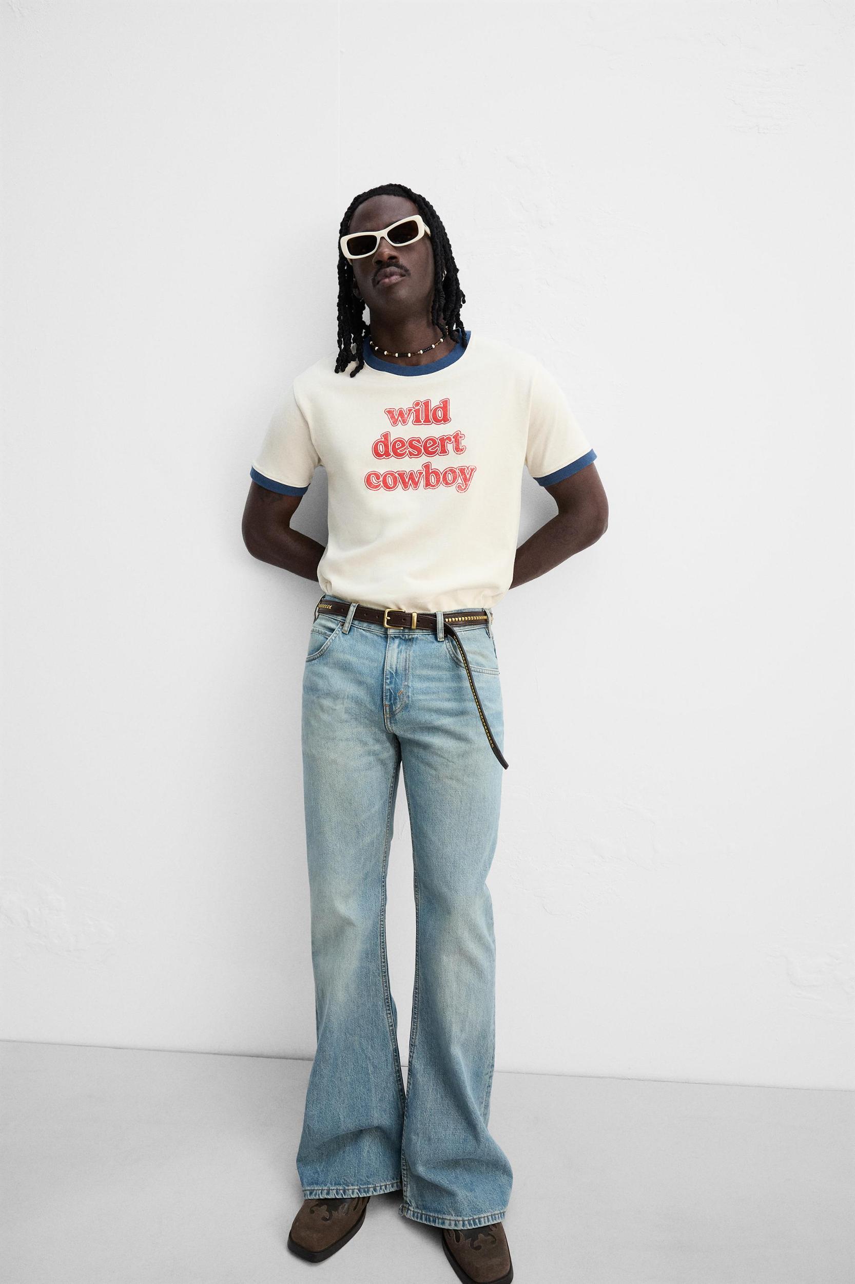 RIB CONTRAST TEXT T-SHIRT Product Image