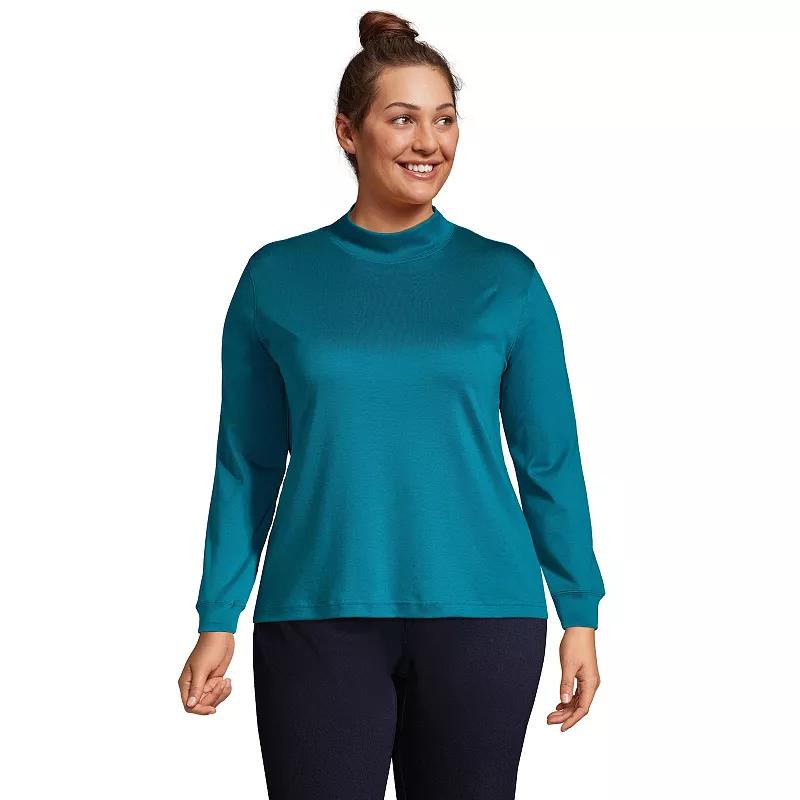 Plus Size Lands' End Supima Cotton Mockneck Top, Women's, Size: 2XL, Grey Heather Product Image