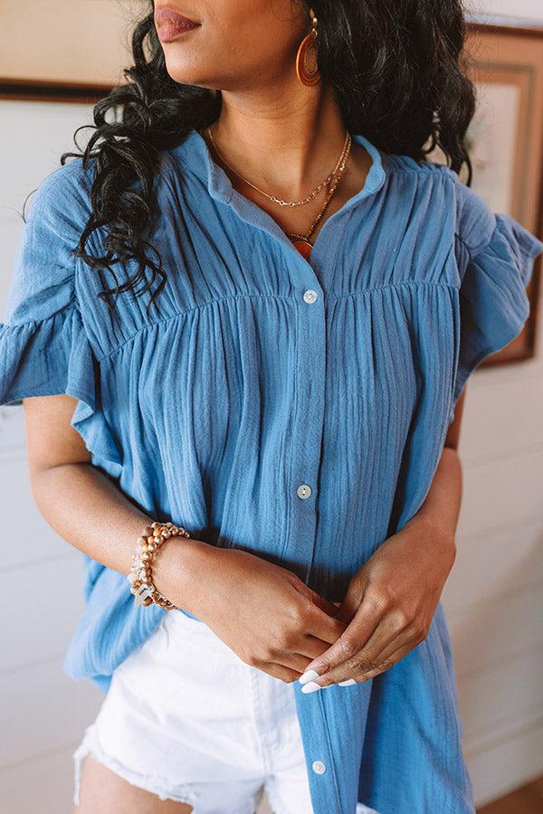 Divine Downtime Button Up in Airy Blue Product Image