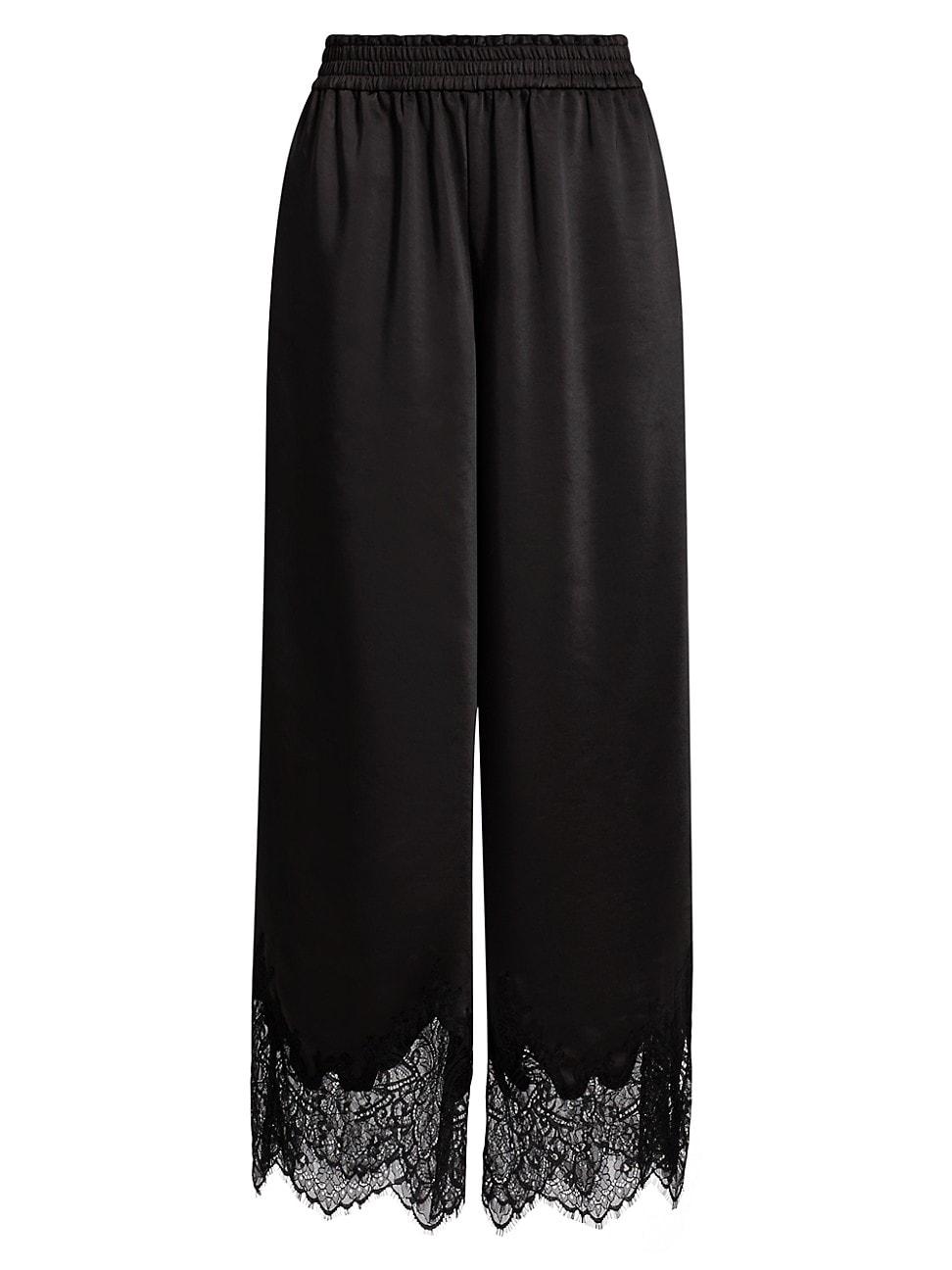 Womens Ceily Satin Lace-Cuff Pants Product Image