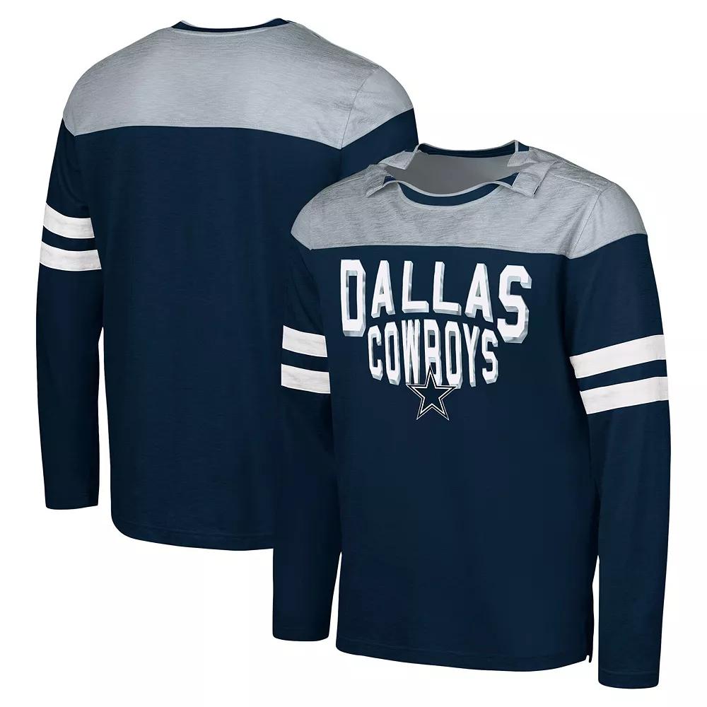 Men's G-III Sports by Carl Banks Navy/Silver Dallas Cowboys Adaptive Hail Mary Long Sleeve T-Shirt,  Product Image