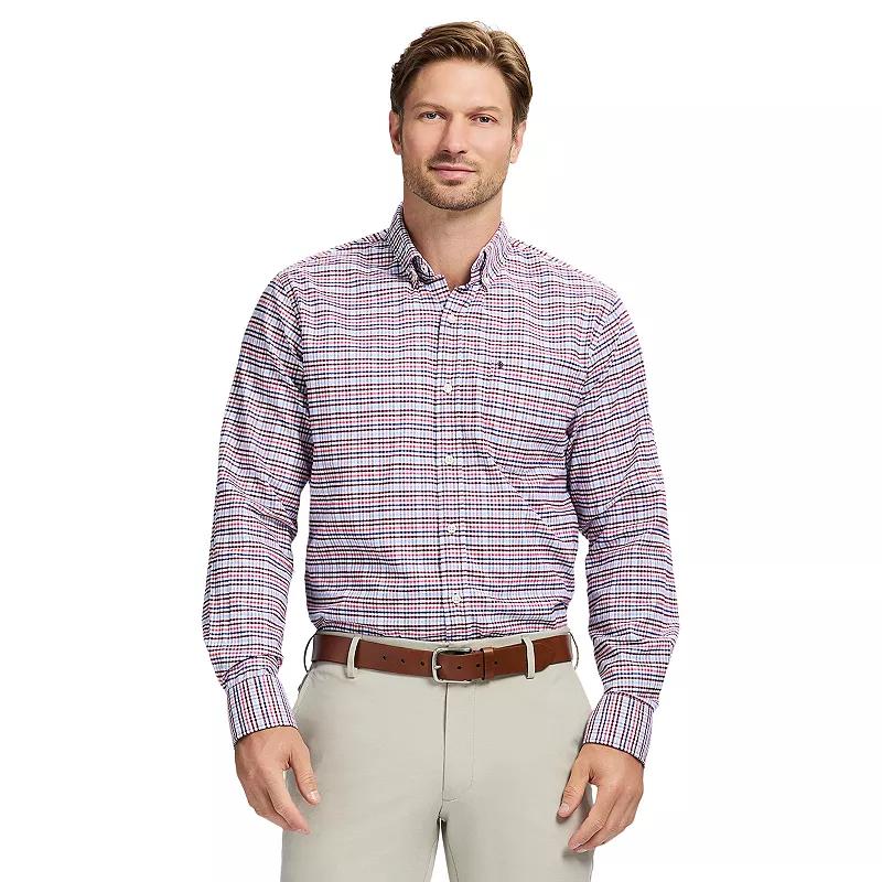 Men's IZOD Oxford Woven Long Sleeve Button-Down Shirt, Size: Large, Velvet Red Product Image