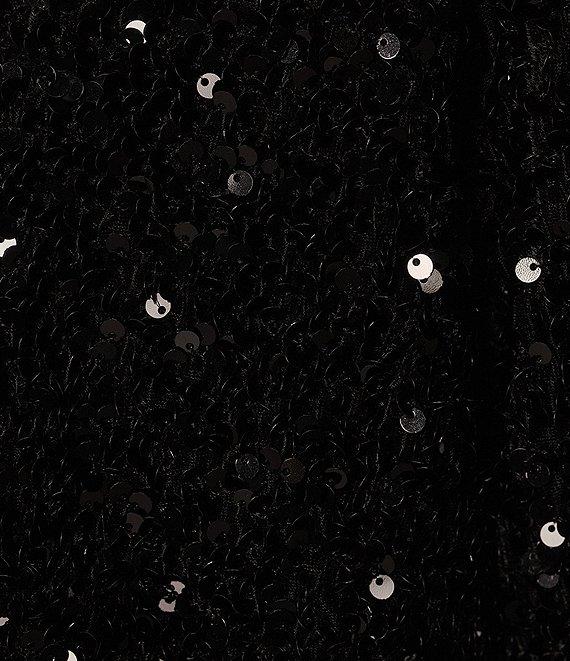 A Loves A Sequin Crew Neck Long Sleeve Bow Tie Front Cropped Cardigan Product Image