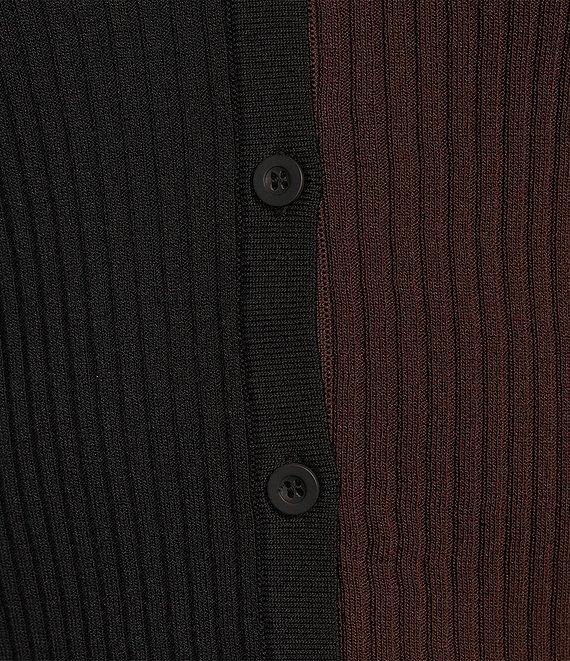 Sugarlips Olivia Mill Color Block Ribbed Knit V-Neck Long Sleeve Button Front Cardigan Product Image