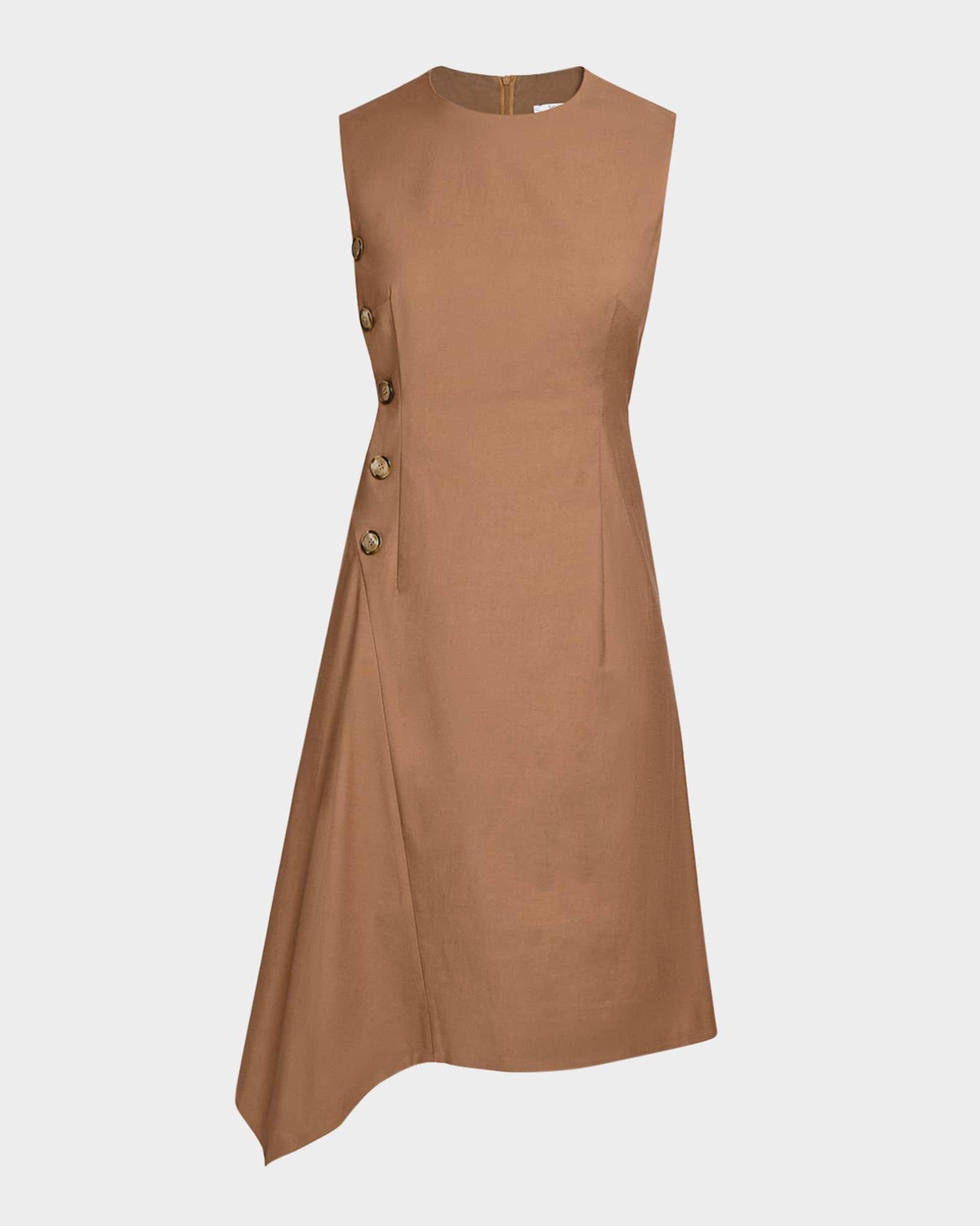 Becca Asymmetric Button-Waist Midi Dress Product Image