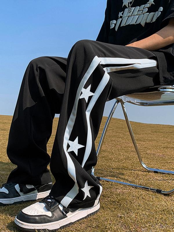 Men's Star Print Piping Detail Sweatpants Product Image