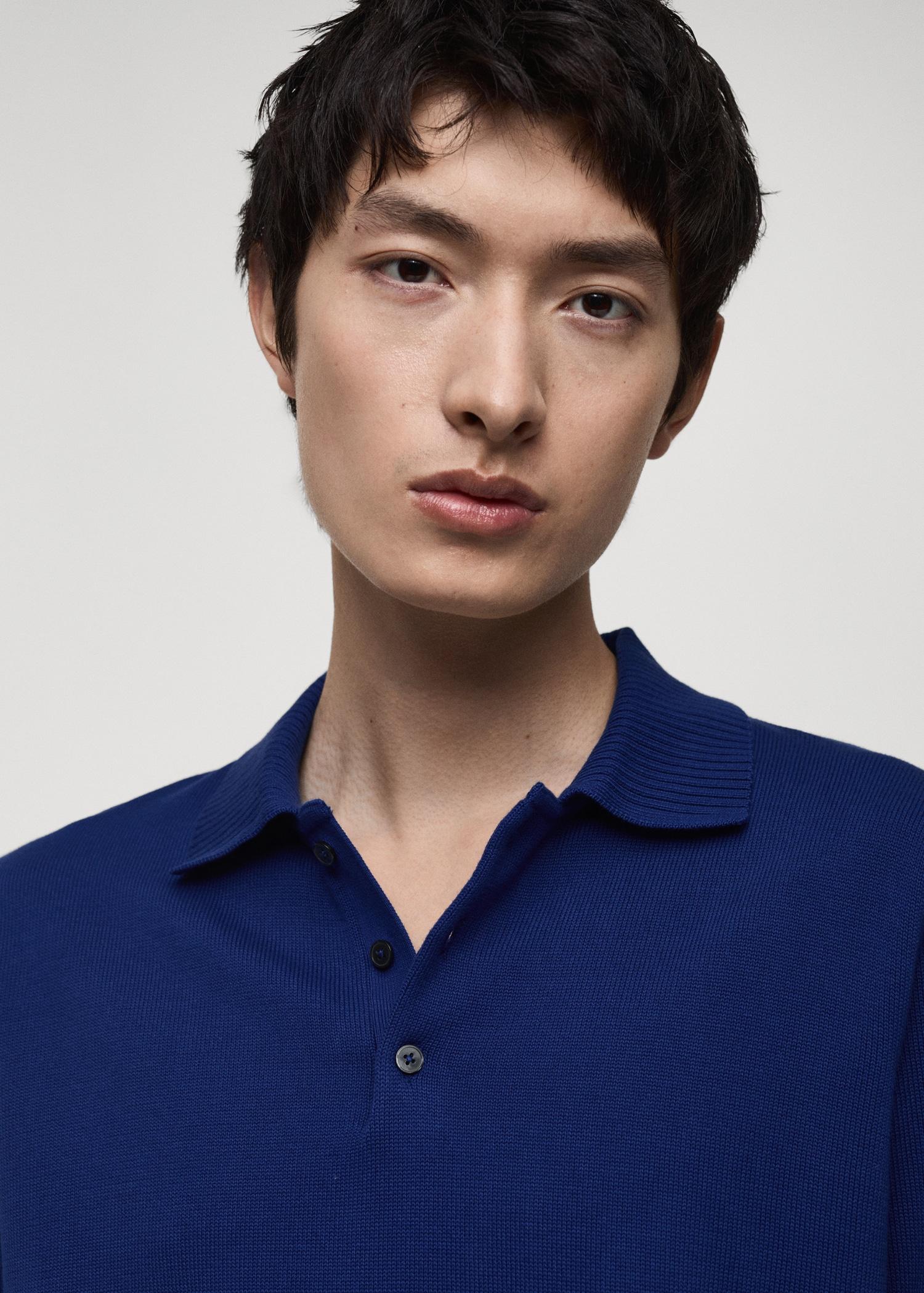 100% cotton knitted polo shirt - Men | MANGO USA Product Image