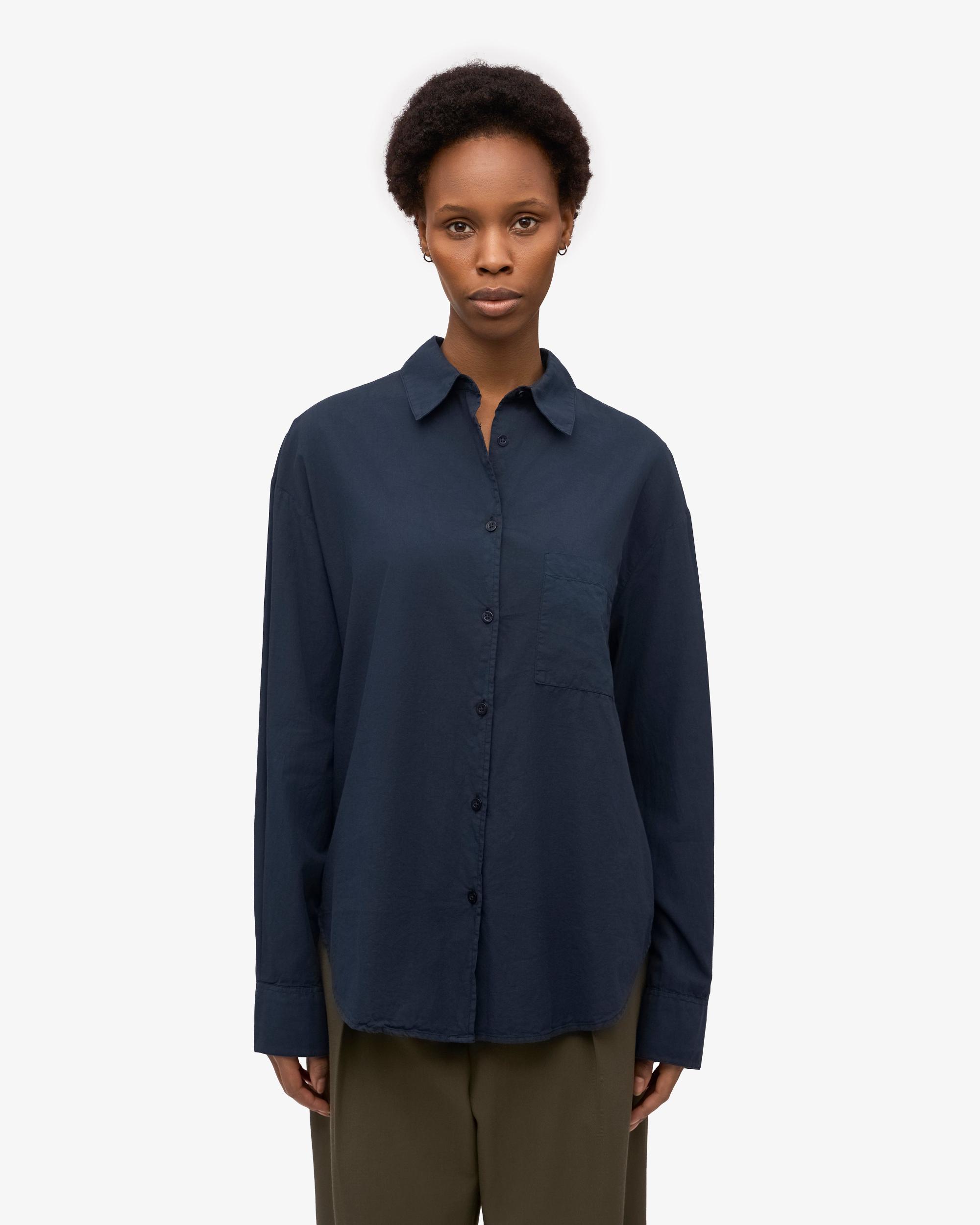 Organic Oversized Shirt - Navy Blue Product Image