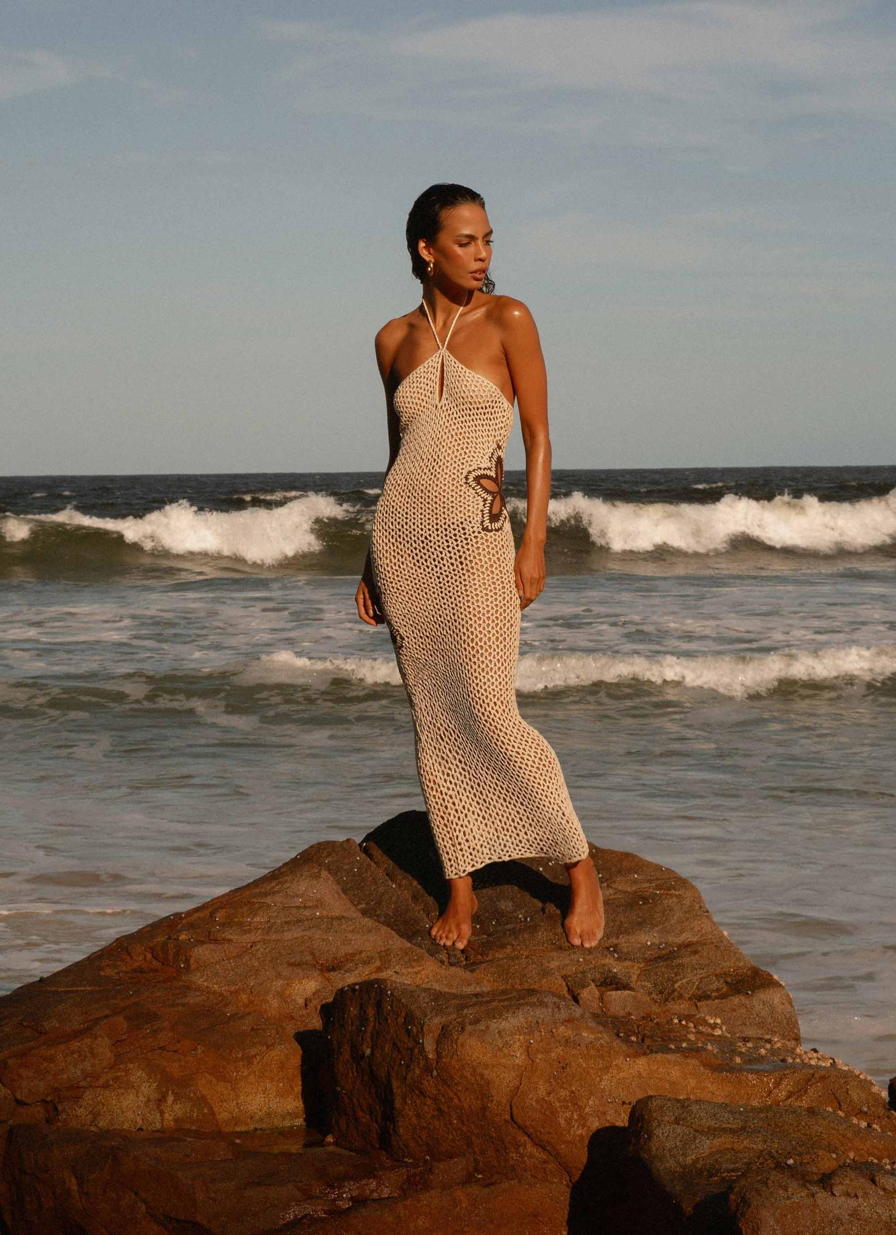 Aster Crochet Maxi Dress - Pastel Yellow Product Image