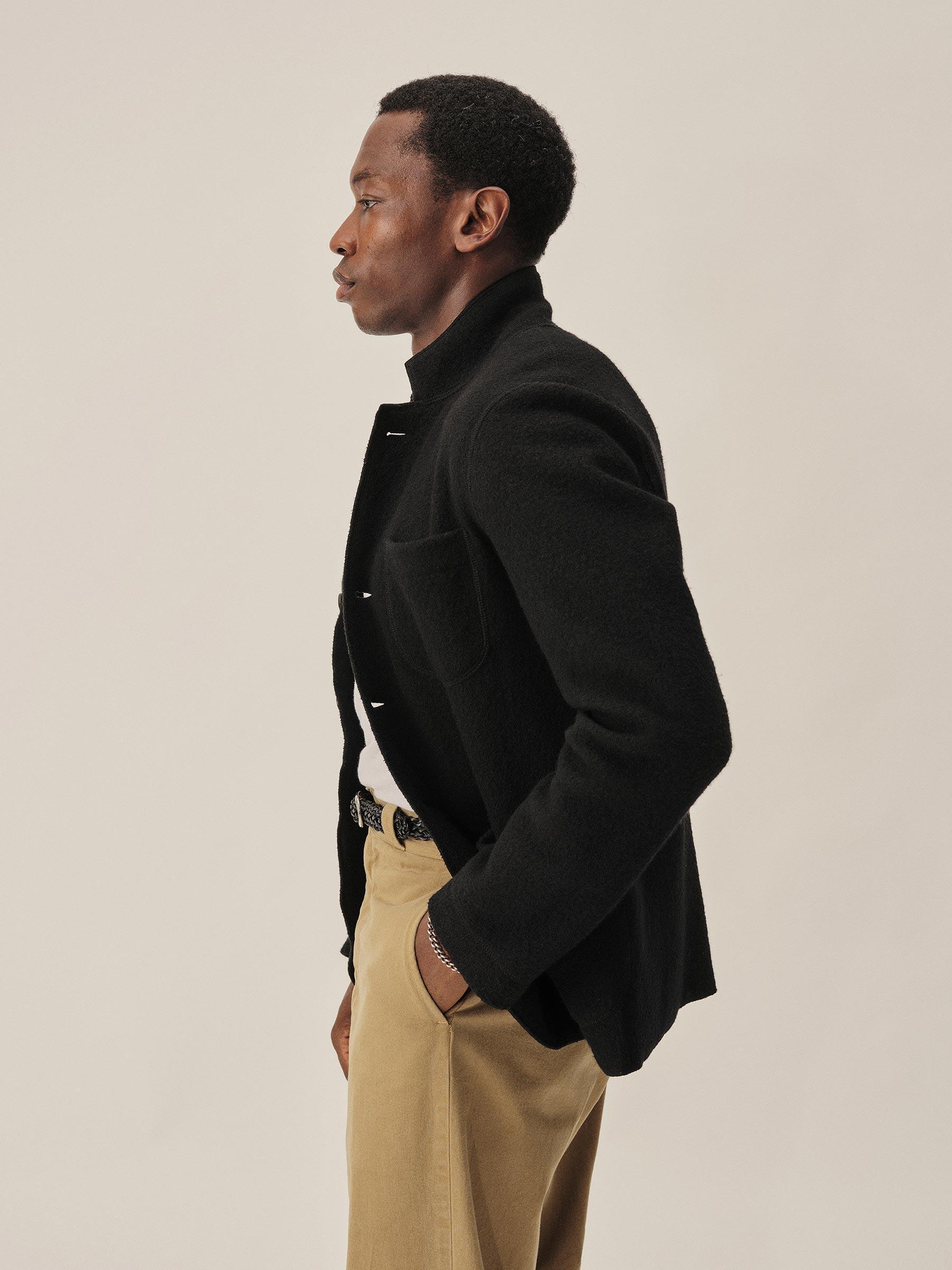 Black Felted Chore Coat Product Image