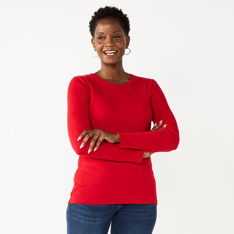 Women's Croft & Barrow® Essential Long-Sleeve Classic Crewneck Tee,  Product Image