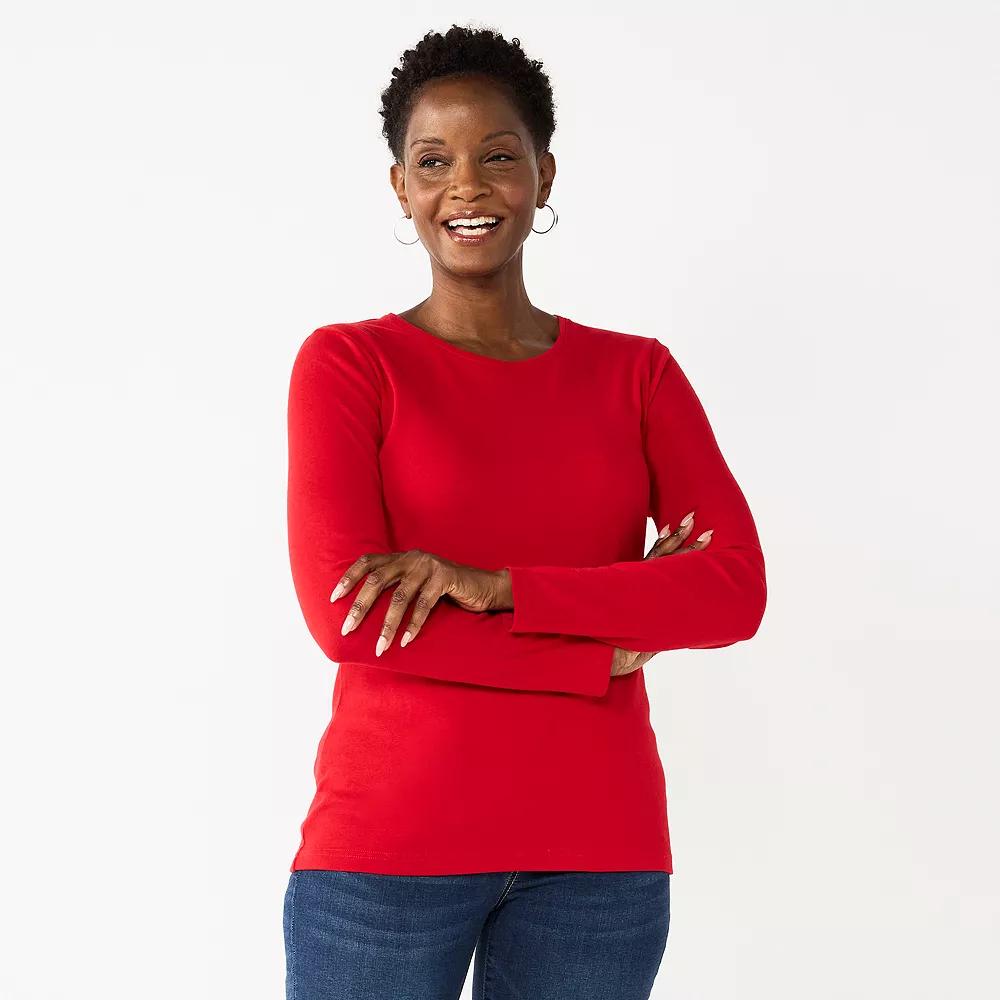 Women's Croft & Barrow® Essential Long-Sleeve Classic Crewneck Tee,  Product Image