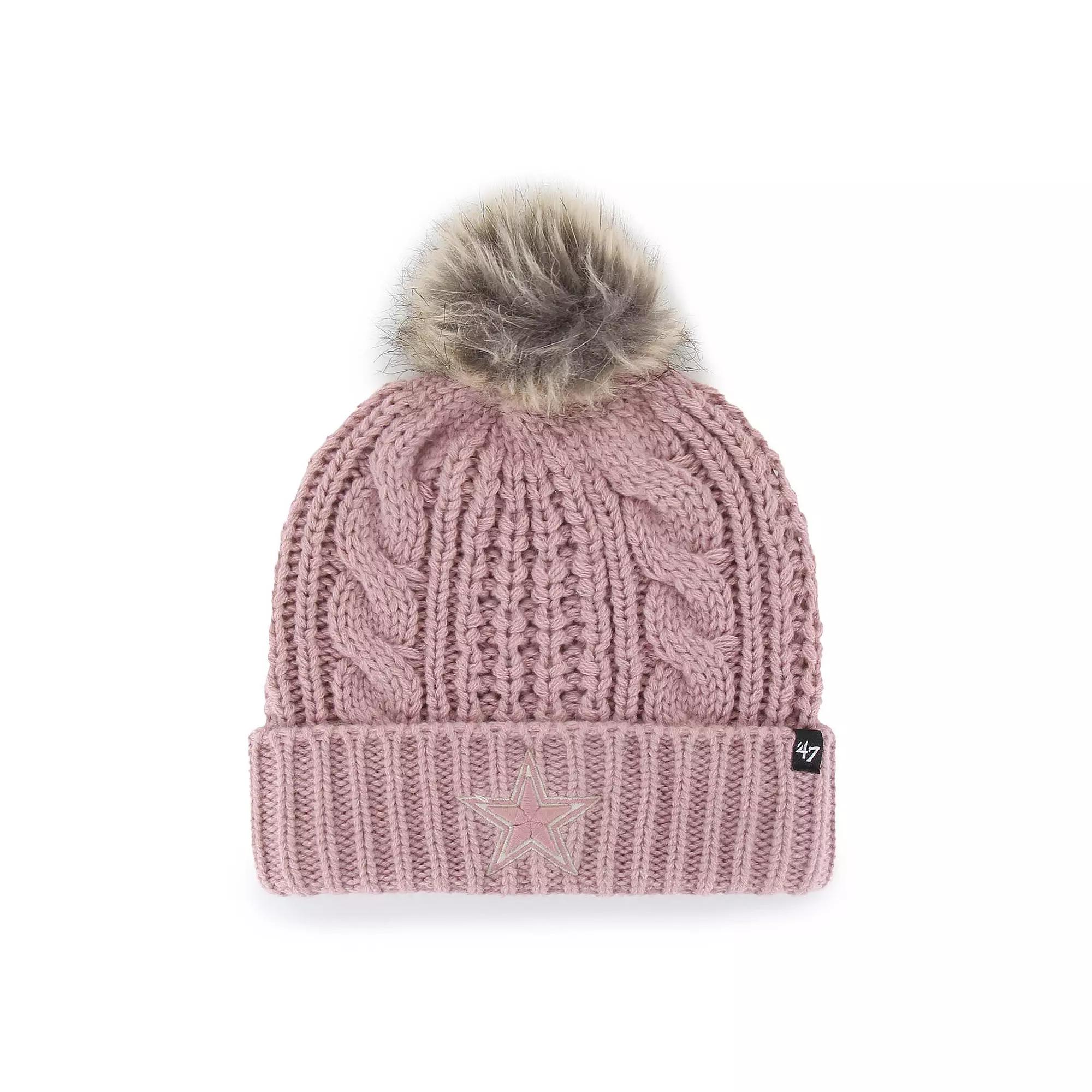 Women's '47 Dusty Rose Dallas Cowboys Meeko Cuffed Knit Hat with Pom, Pink Product Image