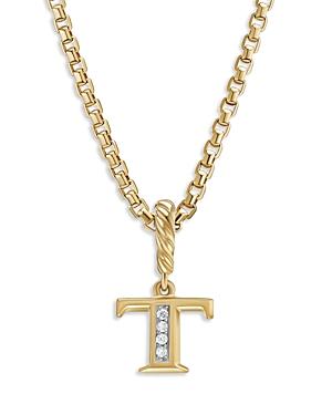 Womens Pav Initial Pendant in 18K Yellow Gold Product Image