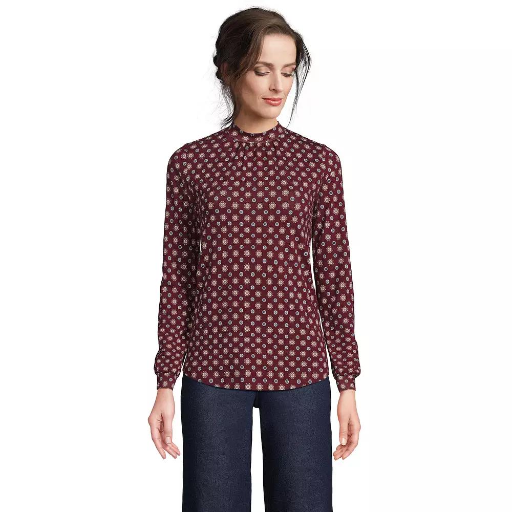 Women's Lands' End Gathered Mockneck Top,  Product Image