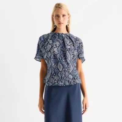 Worthington Womens Short Sleeve Blouse Product Image