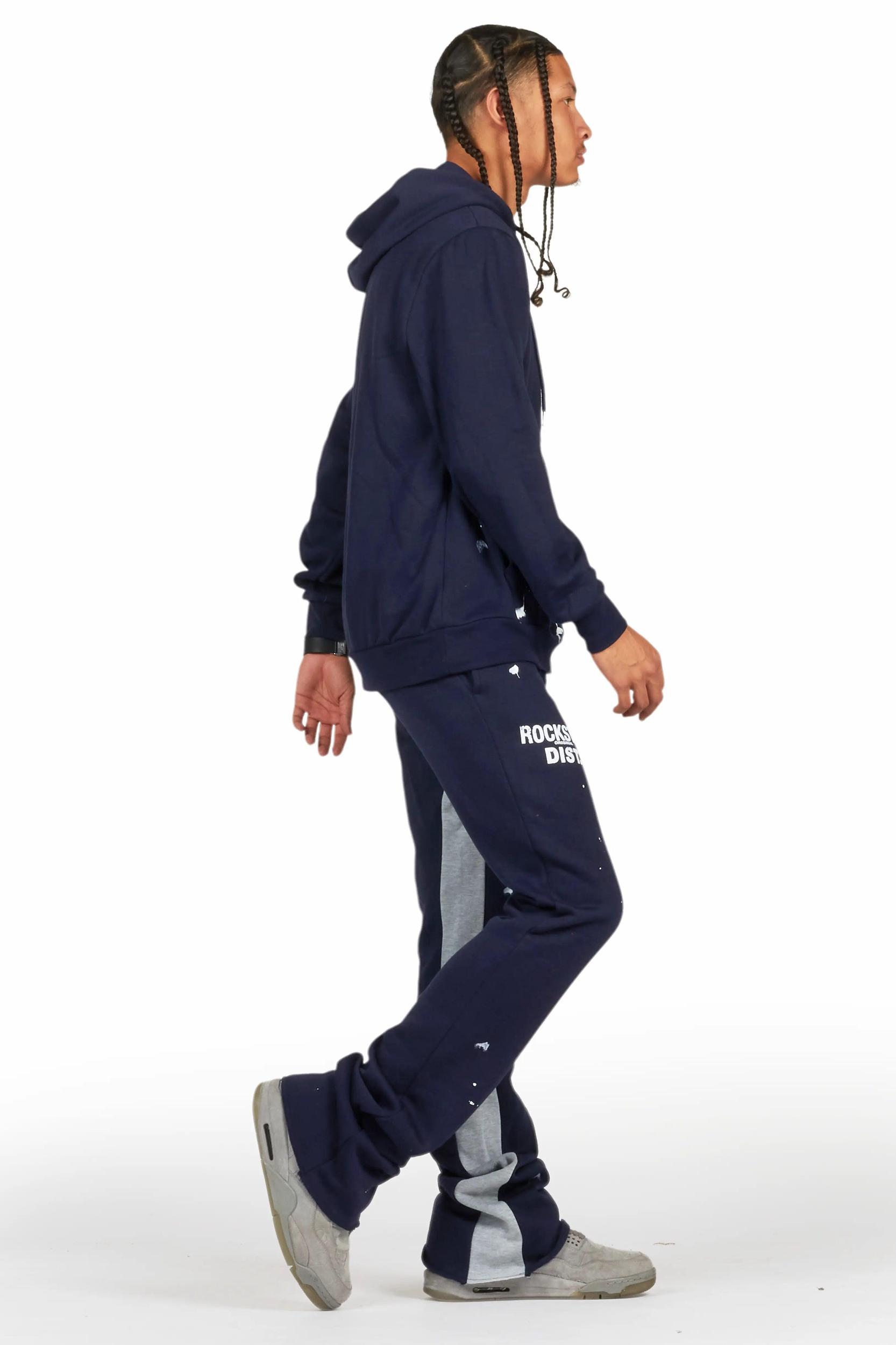 Raffer Navy Hoodie Baggy Fit Pant Track Set Male Product Image