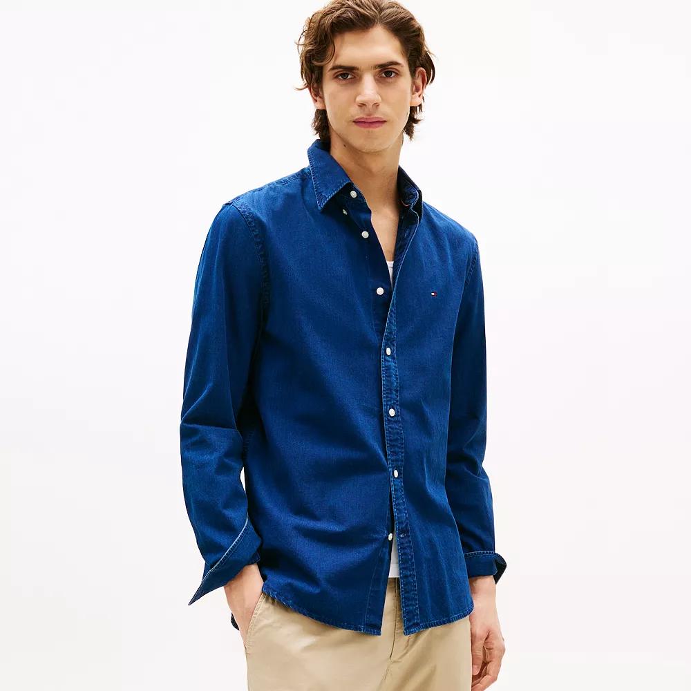 Men's Tommy Hilfiger Long Sleeve Chambray Button Down Shirt,  Product Image