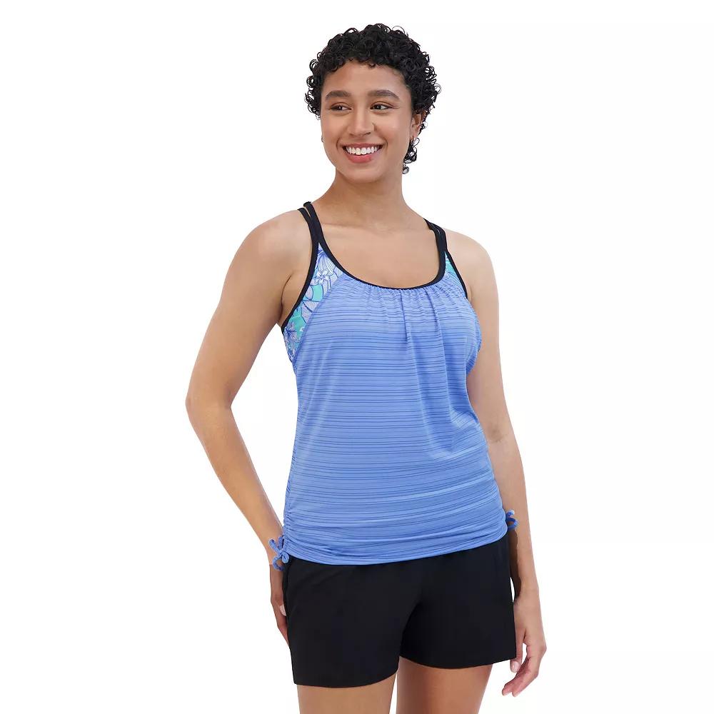 Women's ZeroXposur Botany Ruched 2-For Tankini Swim Top, Size: Medium, Bluebell Product Image