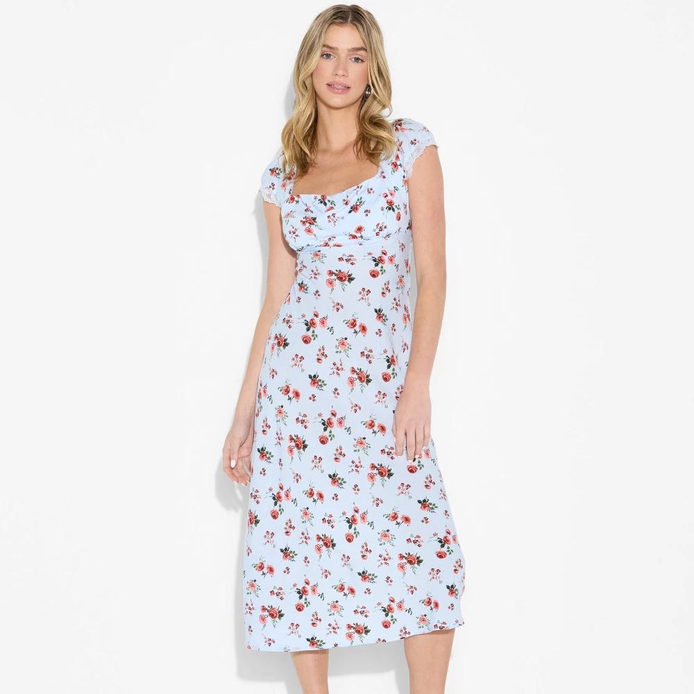 Women's Flutter Cap Sleeve Maxi A-Line Dress - Wild Fable™ Off-White Floral 2X Product Image