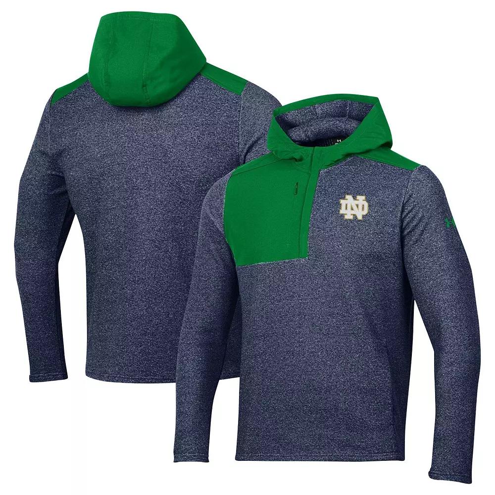 Men's Under Armour Navy Notre Dame Fighting Irish Survivor Fleece Hoodie Quarter-Zip Jacket,  Product Image