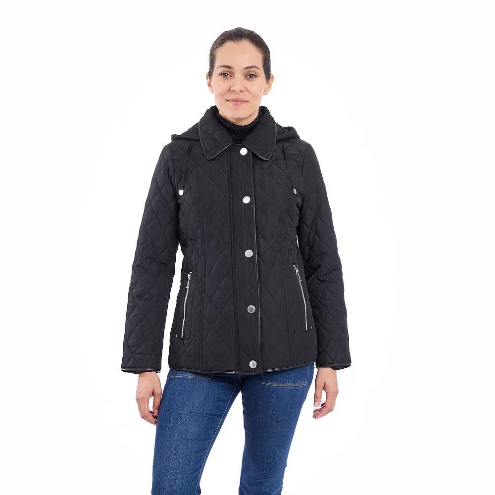 Women's London Fog Short Qulited Jacket, Size: Small, Black Product Image