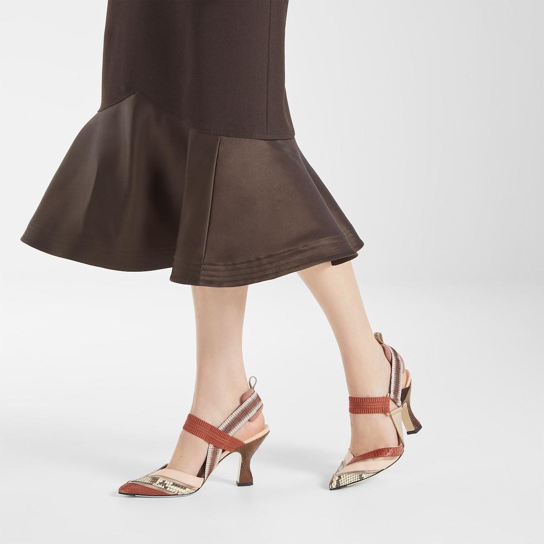 ColibrìHigh-heeled mesh and multicolor ayers leather slingbacks Product Image