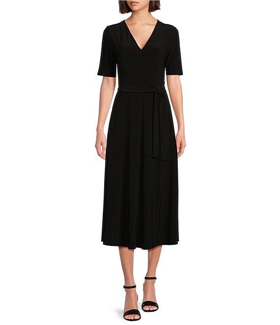 Preston & York Sydney V-Neck Short Sleeve Tie Waist Midi Dress Product Image