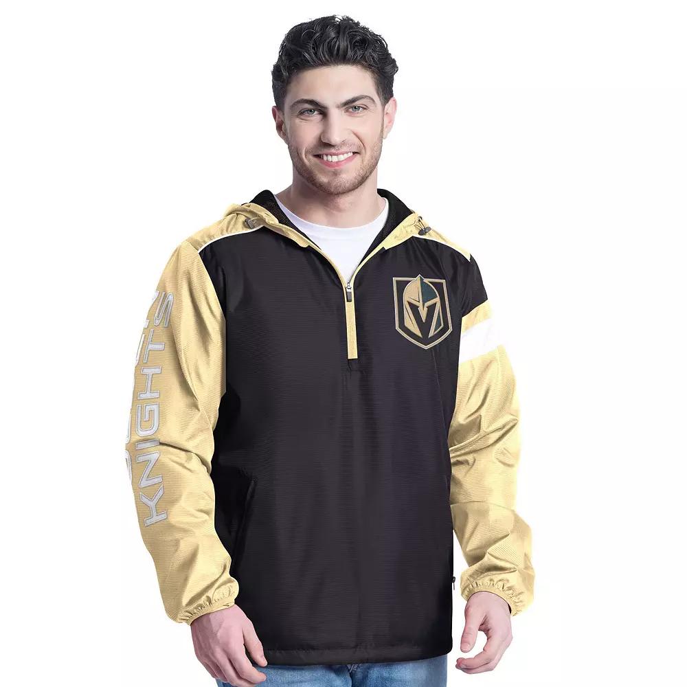 Men's G-III Sports by Carl Banks Black/Gold Vegas Golden Knights Lateral Half-Zip Hoodie Jacket, Size: Large, Lvk Black Product Image