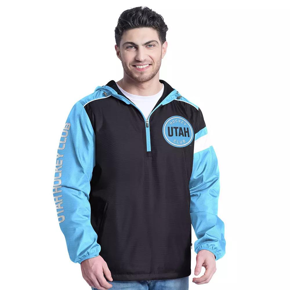 Men's G-III Sports by Carl Banks Light Blue/Black Utah Hockey Club Lateral Half-Zip Hoodie Jacket,  Product Image