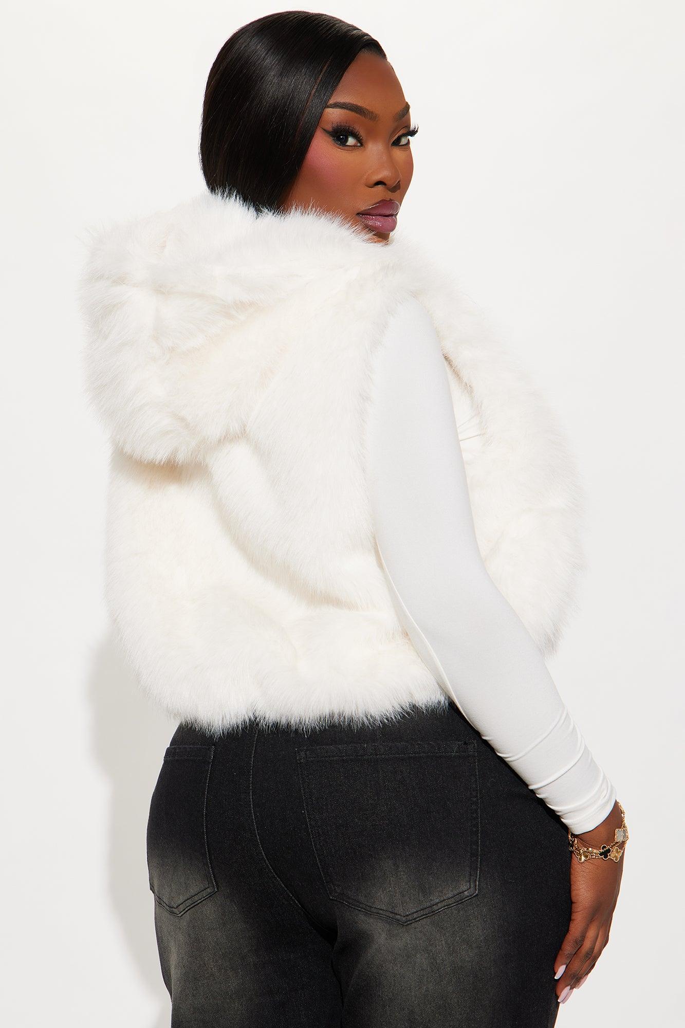 Eliza Faux Fur Hooded Vest - Cream Female Product Image