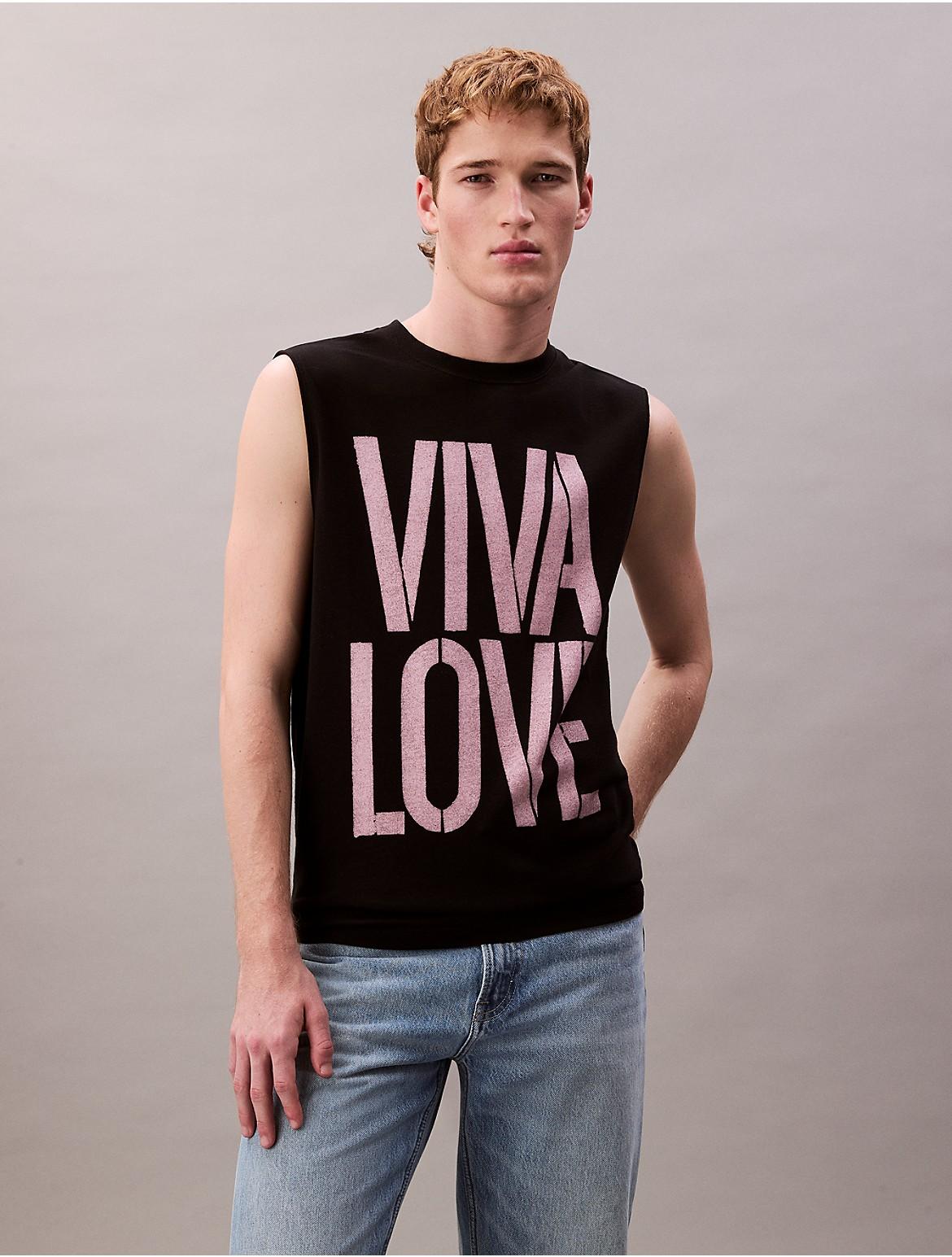 Calvin Klein Mens Marc Hundley Pride Viva Love Relaxed Tank Top - White Product Image