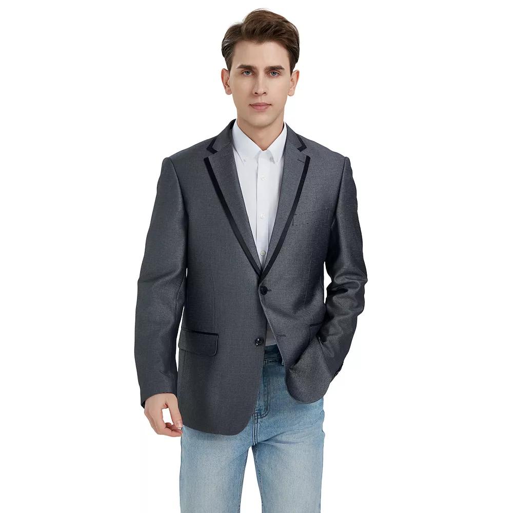 Men's Bespoke Silver Dobby Suit Jacket,  Product Image